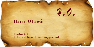 Hirn Olivér névjegykártya